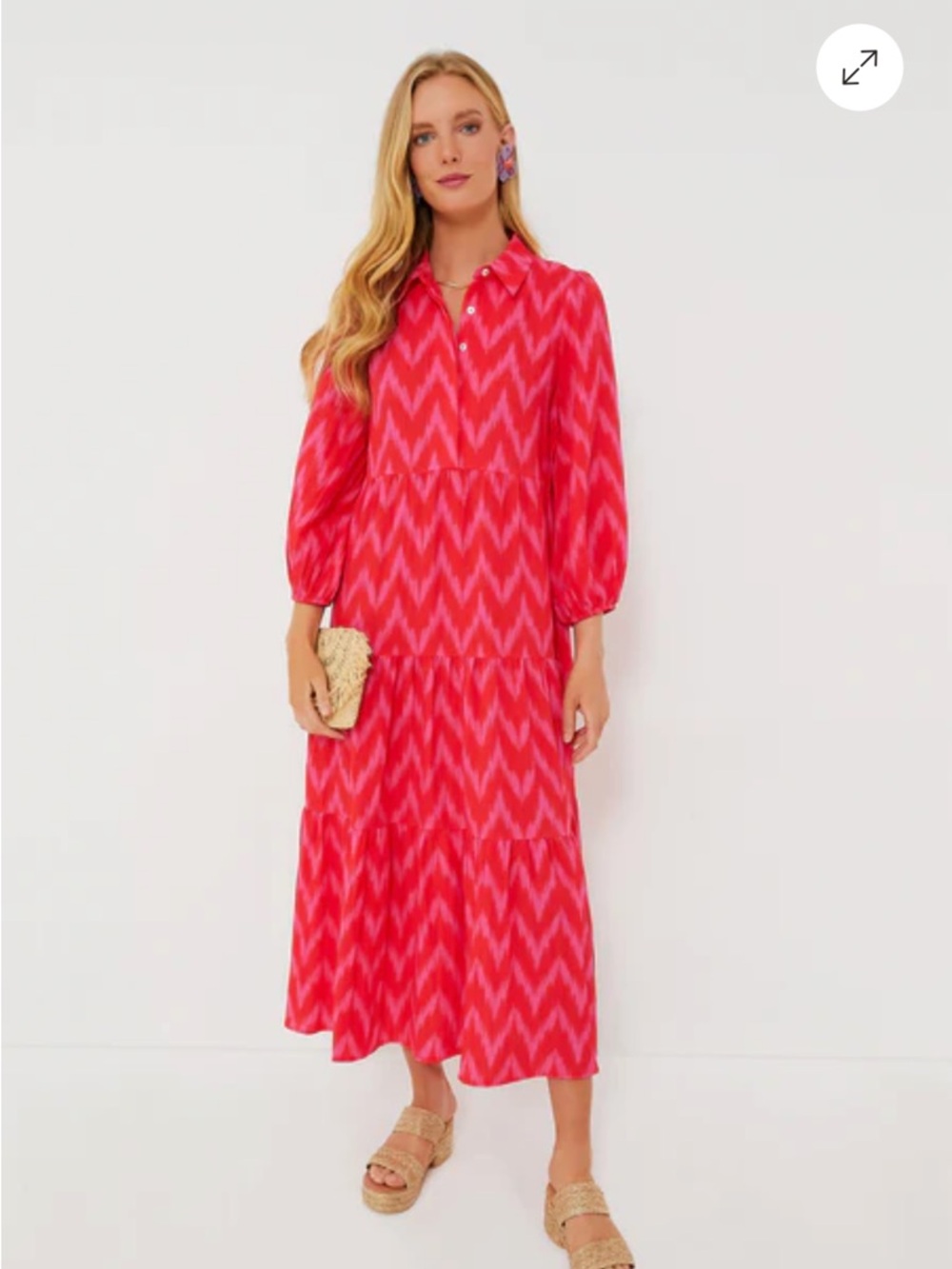 NWT Tuckernuck Pink Chevron Tiered Shirt Dress